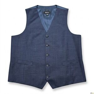Awearness Kenneth Cole Vest XXL Blue 98% Wool Slim Fit Suit Separate Mens